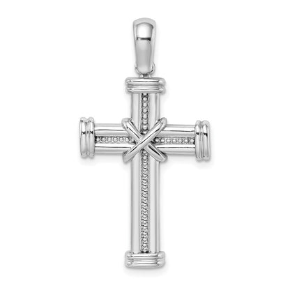 14 Karat Weißgold Kreuz-Charm mit X in der Mitte