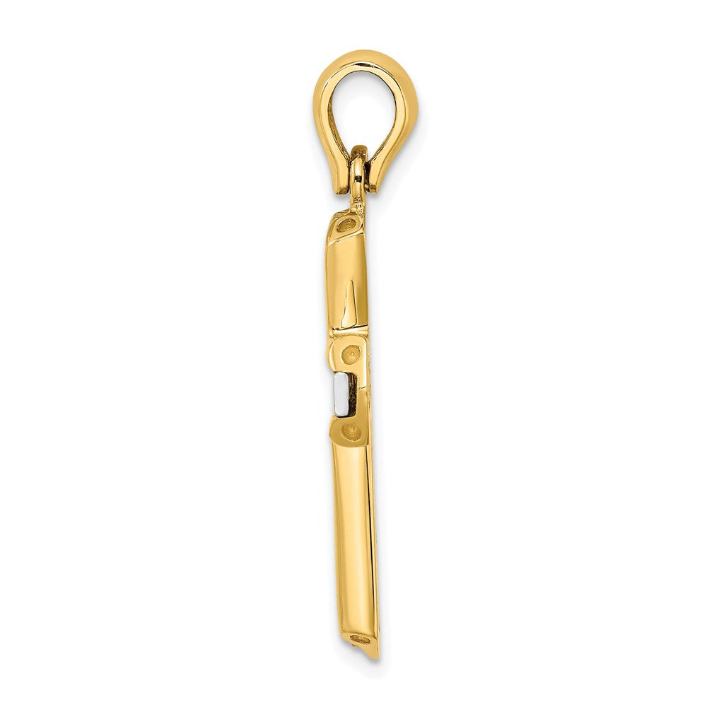 14k Bicolor Gold Polierter Kreuz-Charm