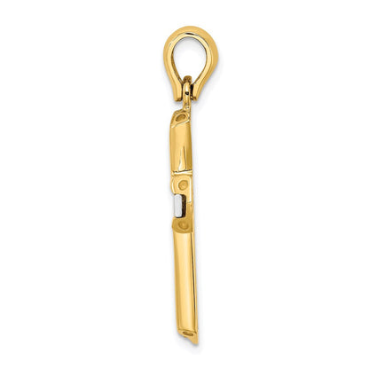 14k Bicolor Gold Polierter Kreuz-Charm