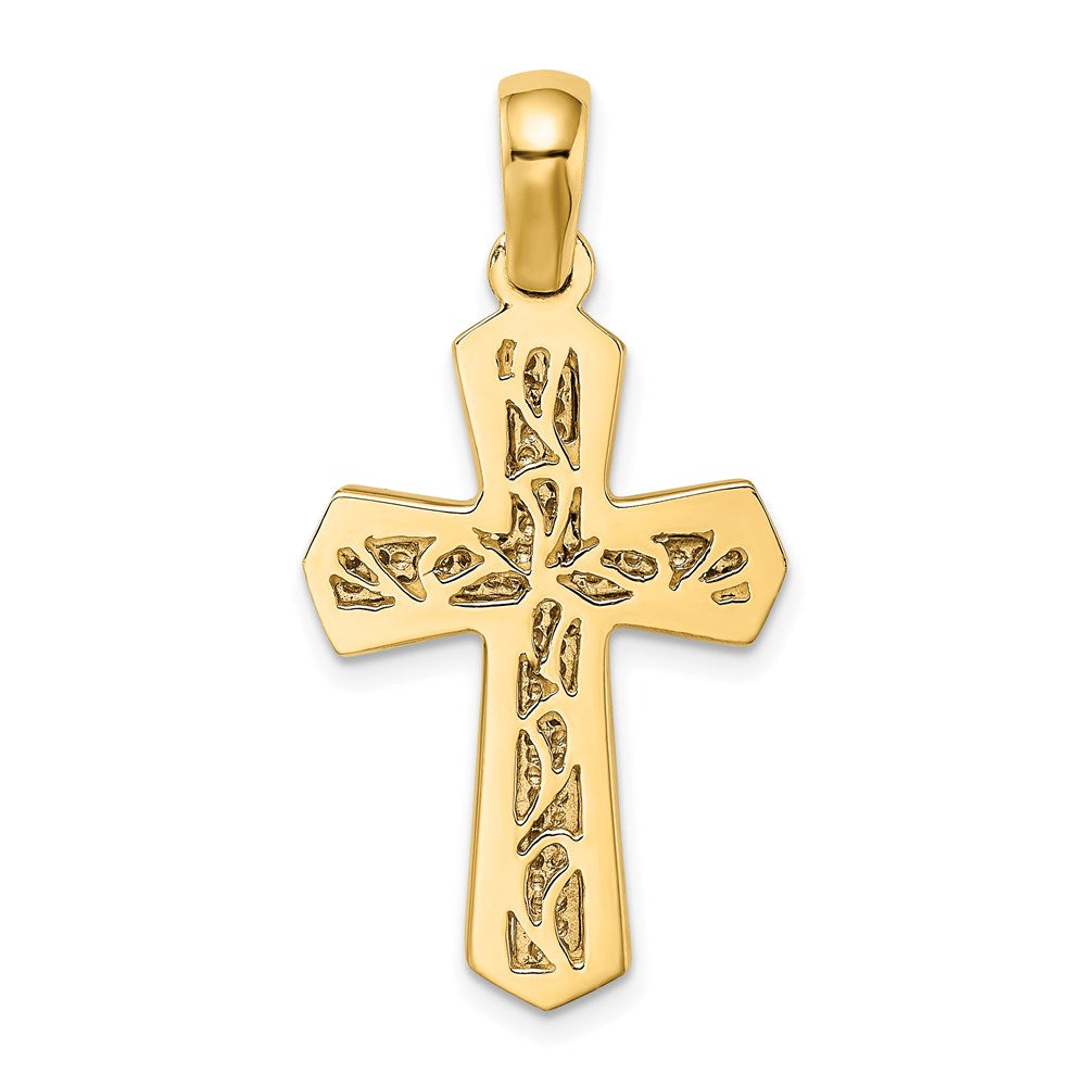 14k Bicolor Gold Polierter Kreuz-Charm