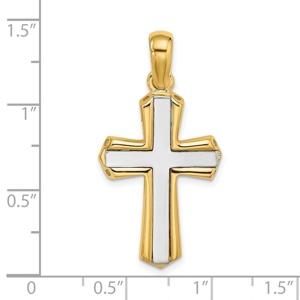 14k Bicolor Gold Polierter Kreuz-Charm