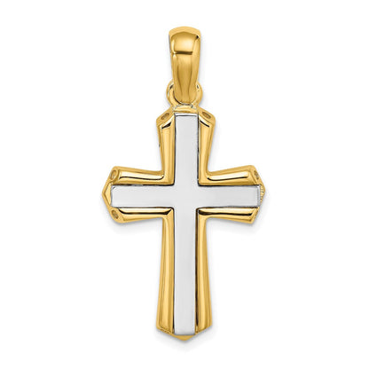 14k Bicolor Gold Polierter Kreuz-Charm