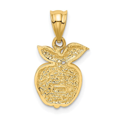 14K Gelbgold Anhänger „Apfel" poliert, rot emailliert