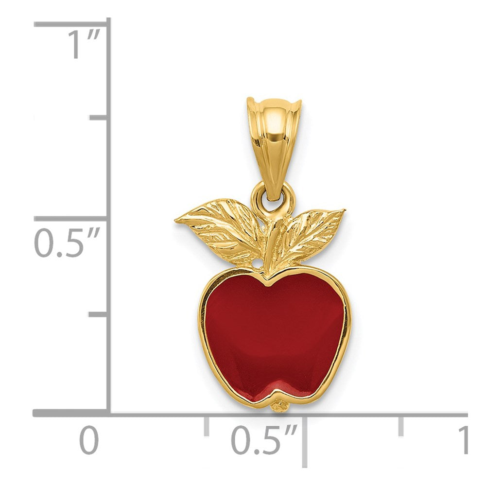 14K Gelbgold Anhänger „Apfel" poliert, rot emailliert