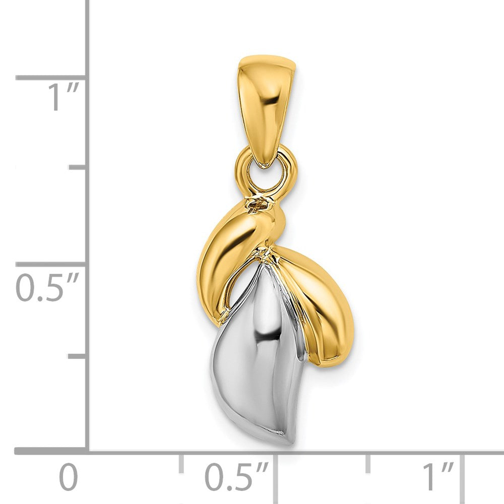 14K Zweifarbiges Gold Polierter Zeitgenössischer Anhänger aus zweifarbigem Gold