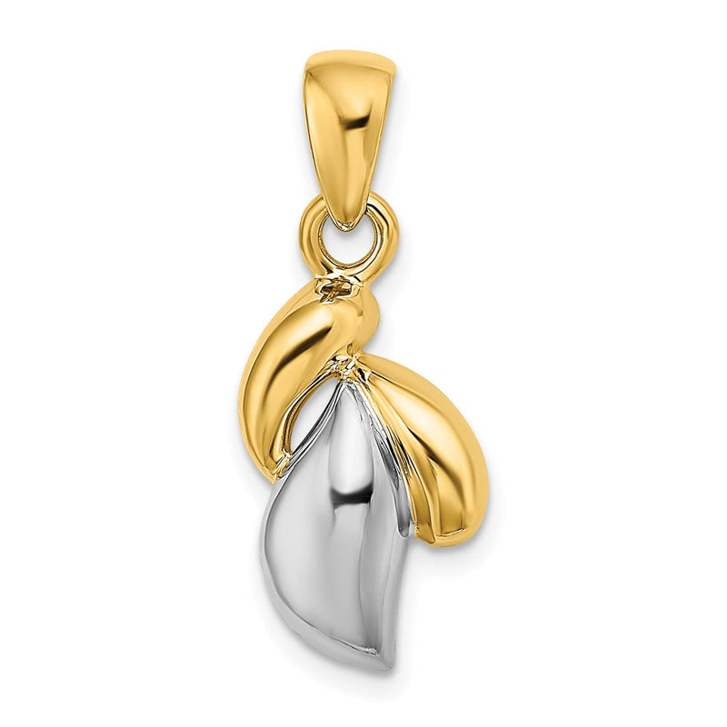 14K Zweifarbiges Gold Polierter Zeitgenössischer Anhänger aus zweifarbigem Gold
