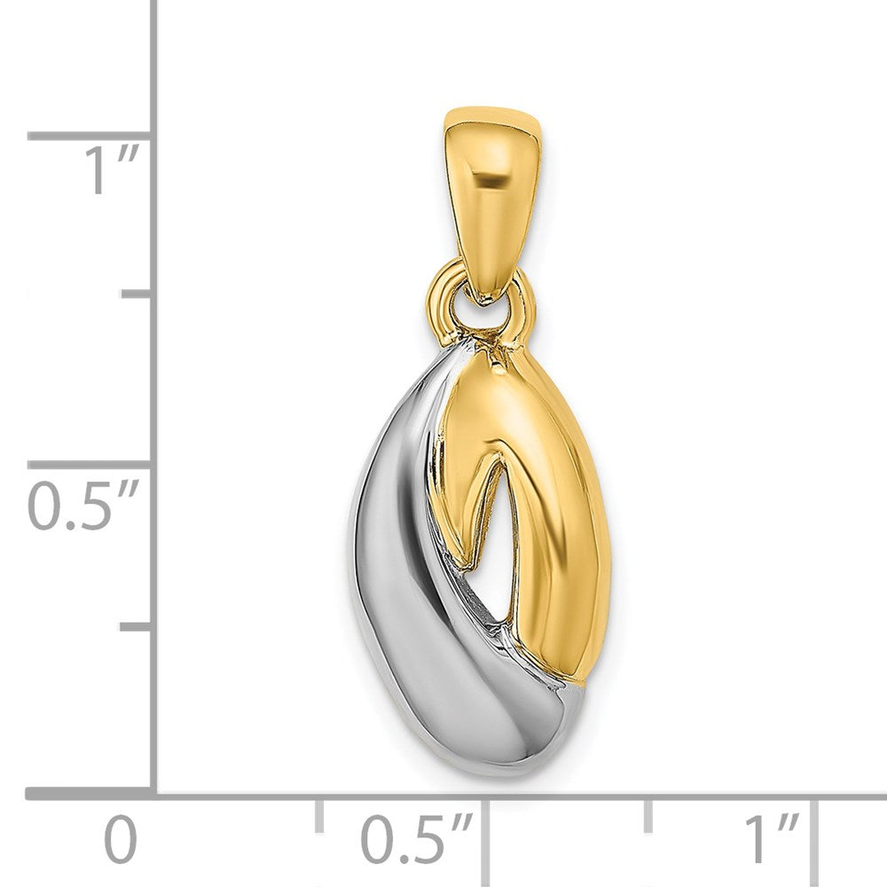 14 Karat Bicolor-Gold Ovaler Fashion-Anhänger in Bicolor-Gold