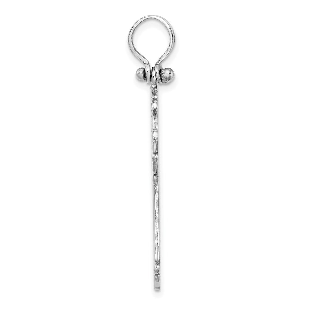 14 Karat Weißgold-Kreuz-Charm mit ausgefallenem Cut-out-Design