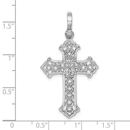 14 Karat Weißgold-Kreuz-Charm mit ausgefallenem Cut-out-Design