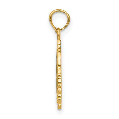 14K Gelbgold Strukturiert Flach Santa Face Charm