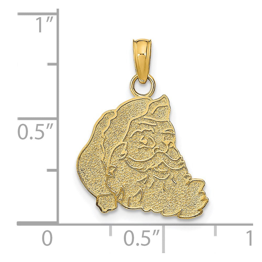 14K Gelbgold Strukturiert Flach Santa Face Charm