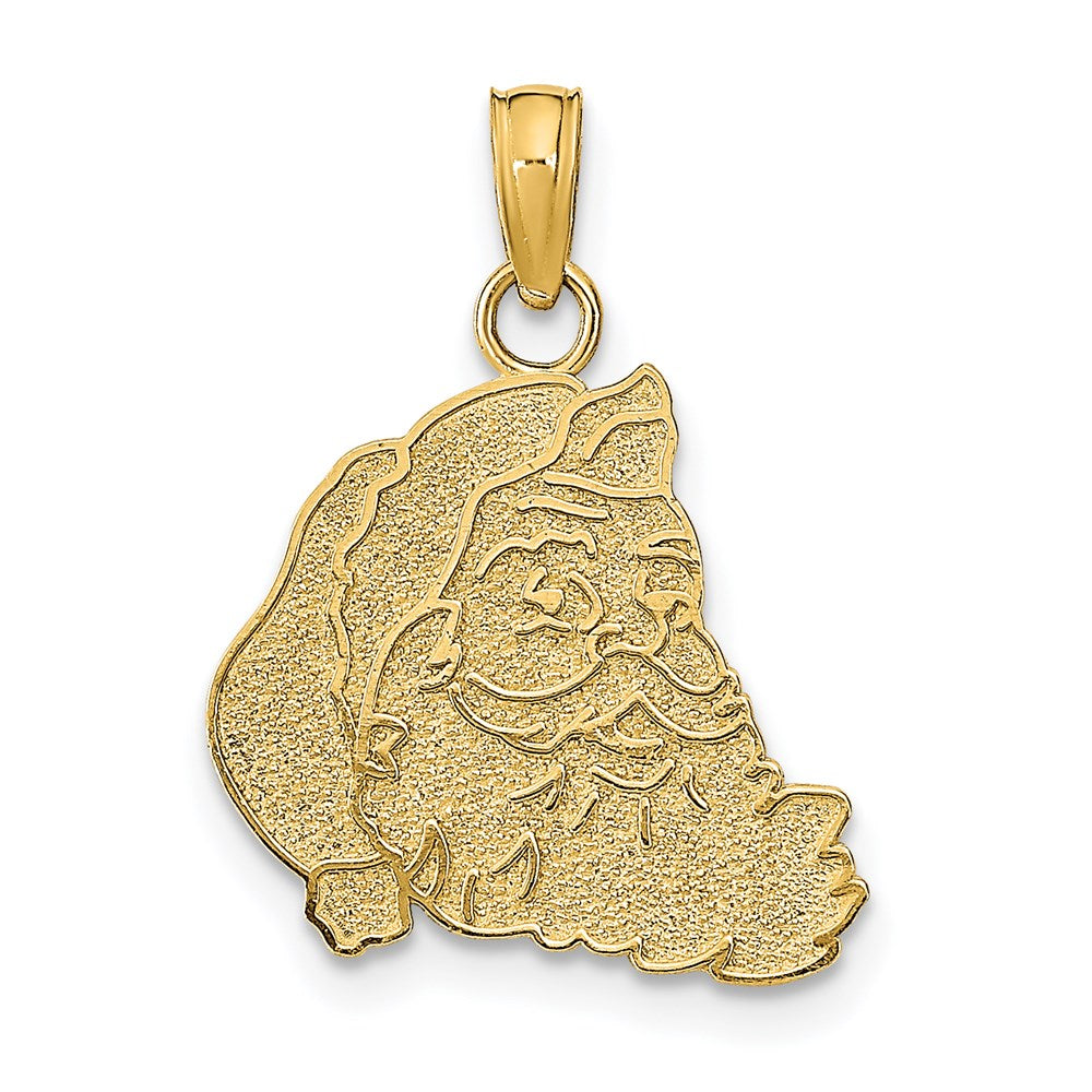 14K Gelbgold Strukturiert Flach Santa Face Charm