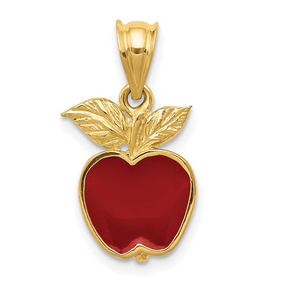 14K Gelbgold Anhänger „Apfel" poliert, rot emailliert
