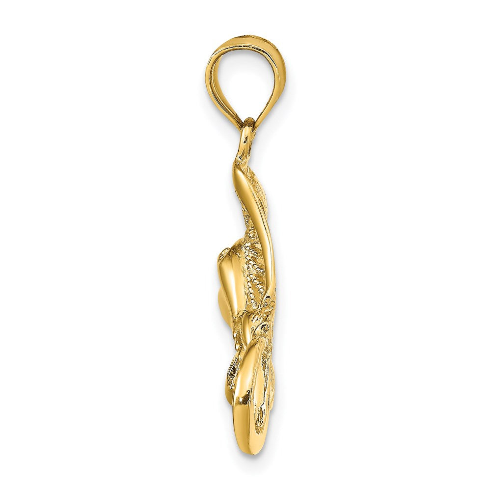 14K Gelbgold Charm Rochen mit Polier- und Strukturakzenten