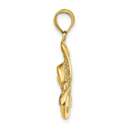 14K Gelbgold Charm Rochen mit Polier- und Strukturakzenten
