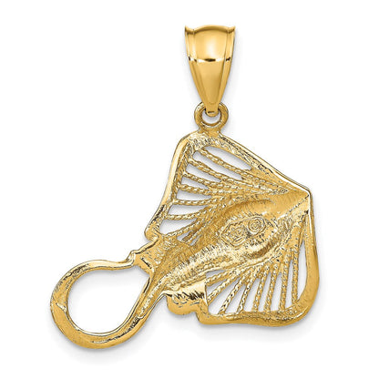 14K Gelbgold Charm Rochen mit Polier- und Strukturakzenten