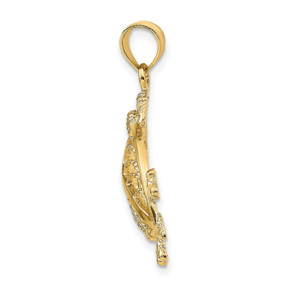 14K Gelbgold Charm "Meeresschildkröte" mit polierten und texturierten Akzenten