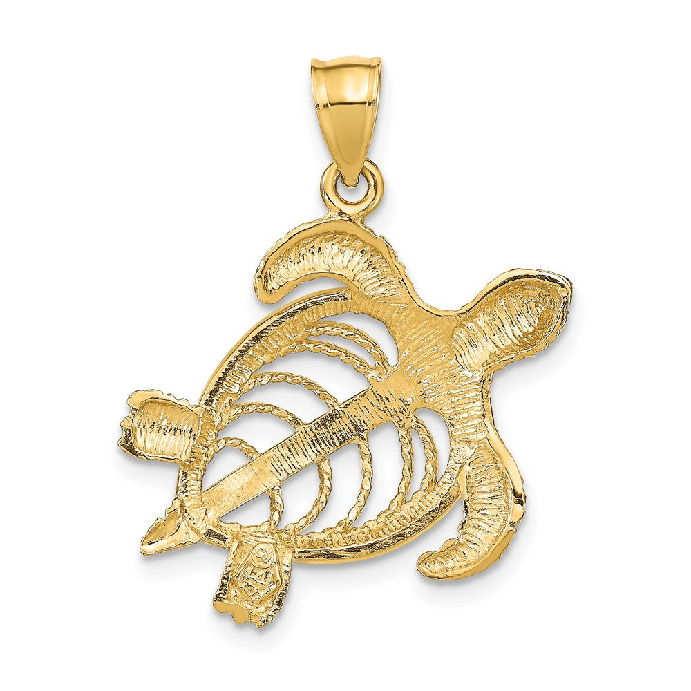 14K Gelbgold Charm "Meeresschildkröte" mit polierten und texturierten Akzenten