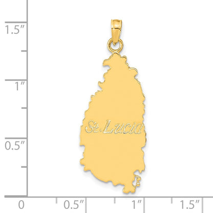 14K Gelbgold ST. LUCIA Insel-Landkarte-Anhänger
