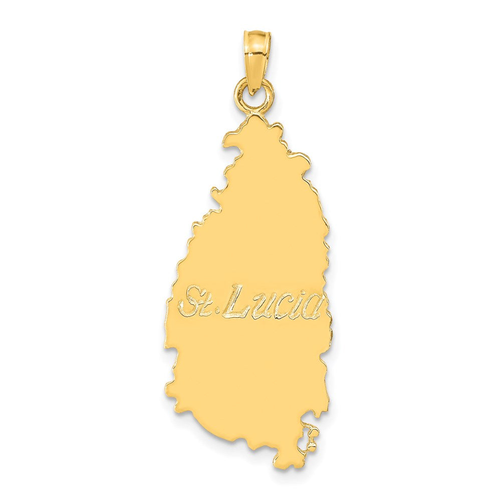 14K Gelbgold ST. LUCIA Insel-Landkarte-Anhänger