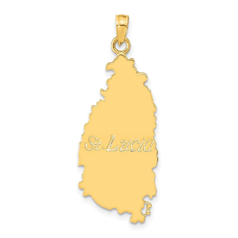 14K Gelbgold ST. LUCIA Insel-Landkarte-Anhänger