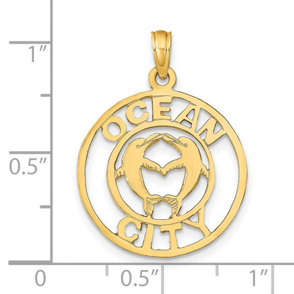 14K Gelbgold OCEAN CITY Anhänger mit Delfinen
