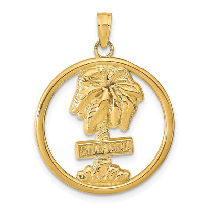 14 Karat Gelbgold SANIBEL Palme-Anhänger