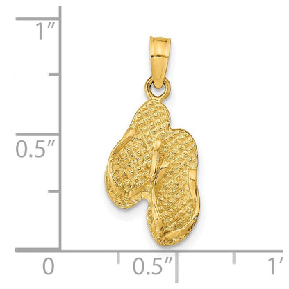 14K Gelbgold St. George Island Wendbar Flip Flops Anhänger