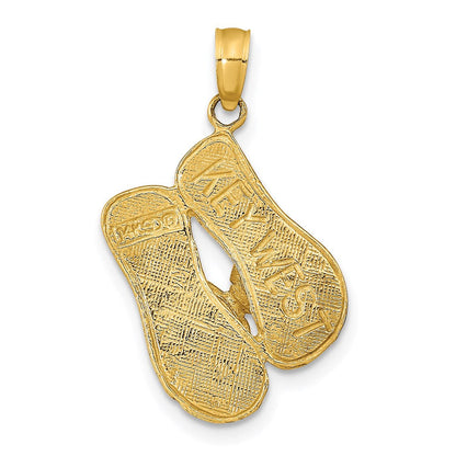 14K Gelbgold 3D KEY WEST Wendeanhänger Flip-Flops