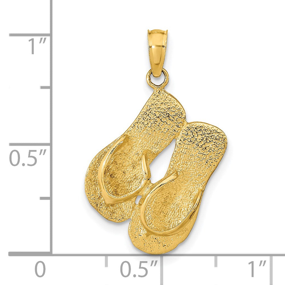 14K Gelbgold 3D KEY WEST Wendeanhänger Flip-Flops
