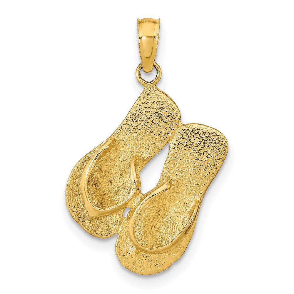14K Gelbgold 3D KEY WEST Wendeanhänger Flip-Flops