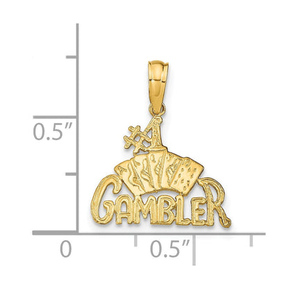 14K Gelbgold Gambler mit Cards Anhänger