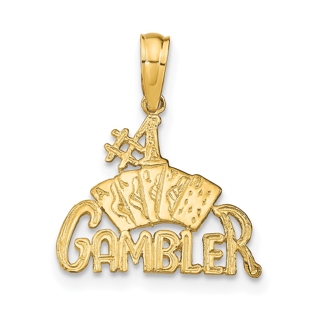 14K Gelbgold Gambler mit Cards Anhänger