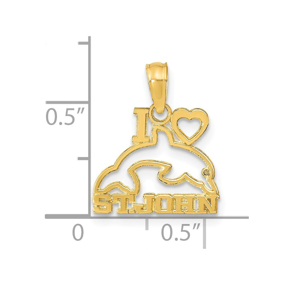14K Gelbgold I Herz St. John mit Delfin Anhänger