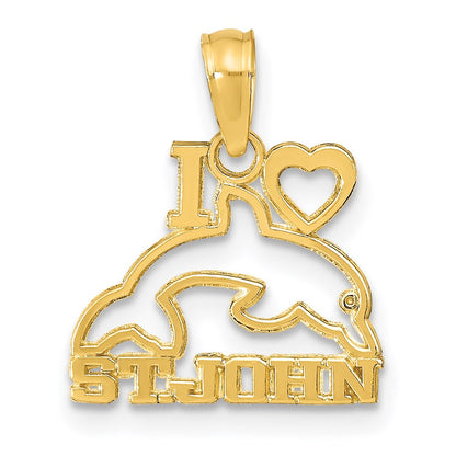 14K Gelbgold I Herz St. John mit Delfin Anhänger