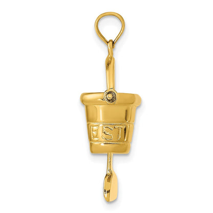 14K Gelbgold 3D KEY WEST Eimer-und-Schaufel-Anhänger