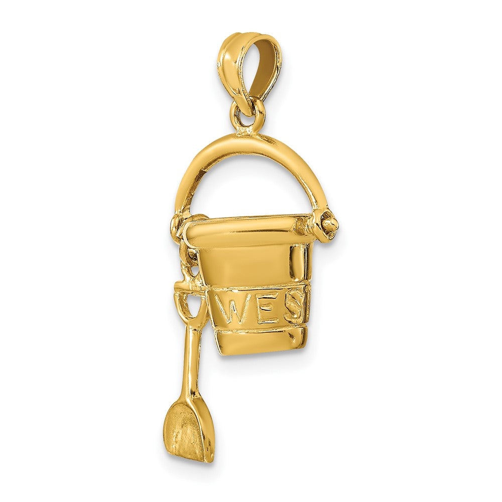 14K Gelbgold 3D KEY WEST Eimer-und-Schaufel-Anhänger