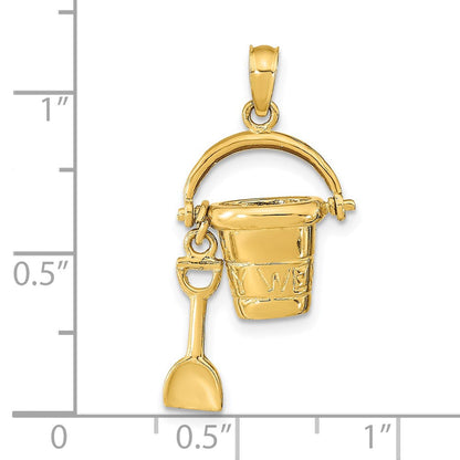 14K Gelbgold 3D KEY WEST Eimer-und-Schaufel-Anhänger