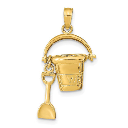 14K Gelbgold 3D KEY WEST Eimer-und-Schaufel-Anhänger