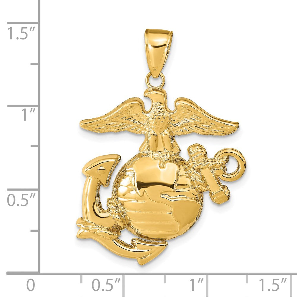 14K Gelbgold Anhänger mit Marine-Corps-Insignie