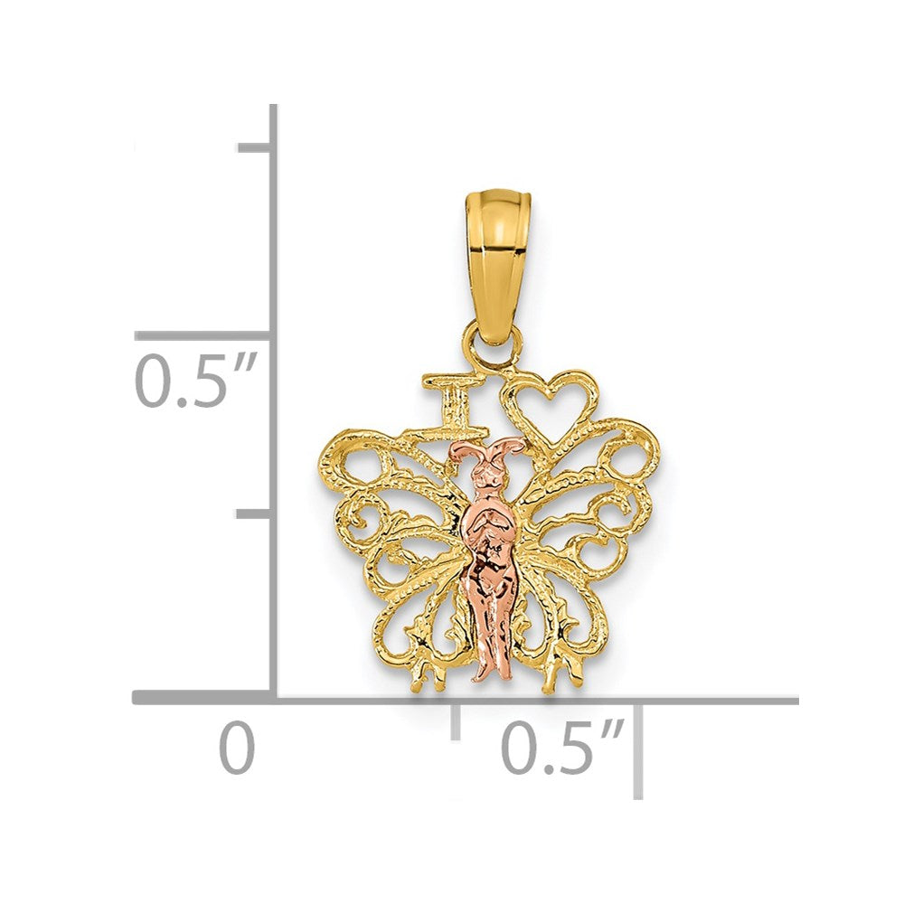 14K Bicolor I Herz Schmetterling Anhänger