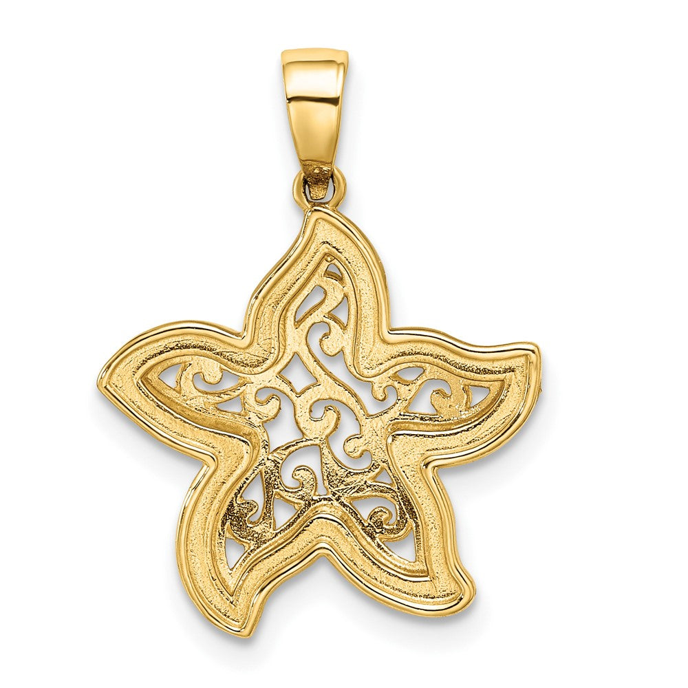 14 Karat Gelbgold mit Weißrhodinium-Seestern-Anhänger