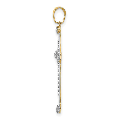 Kreuzanhänger aus 14K Gelb- und Rhodiumgold mit Rhodium, diamantiert