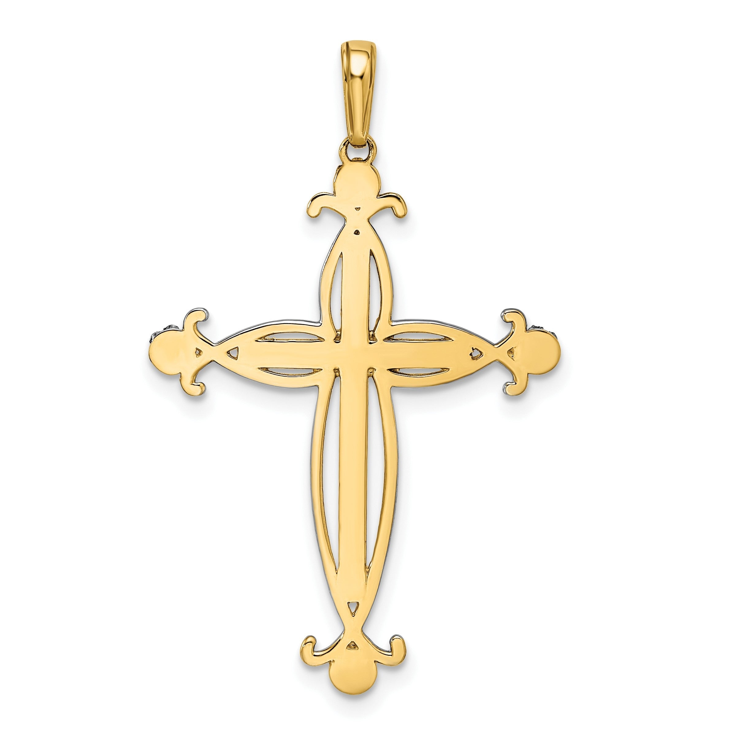 Kreuzanhänger aus 14K Gelb- und Rhodiumgold mit Rhodium, diamantiert