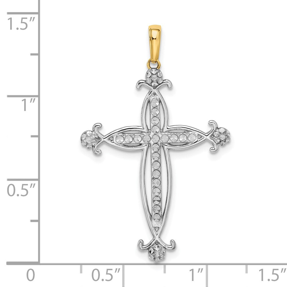 Kreuzanhänger aus 14K Gelb- und Rhodiumgold mit Rhodium, diamantiert