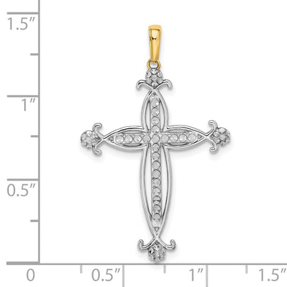 Kreuzanhänger aus 14K Gelb- und Rhodiumgold mit Rhodium, diamantiert