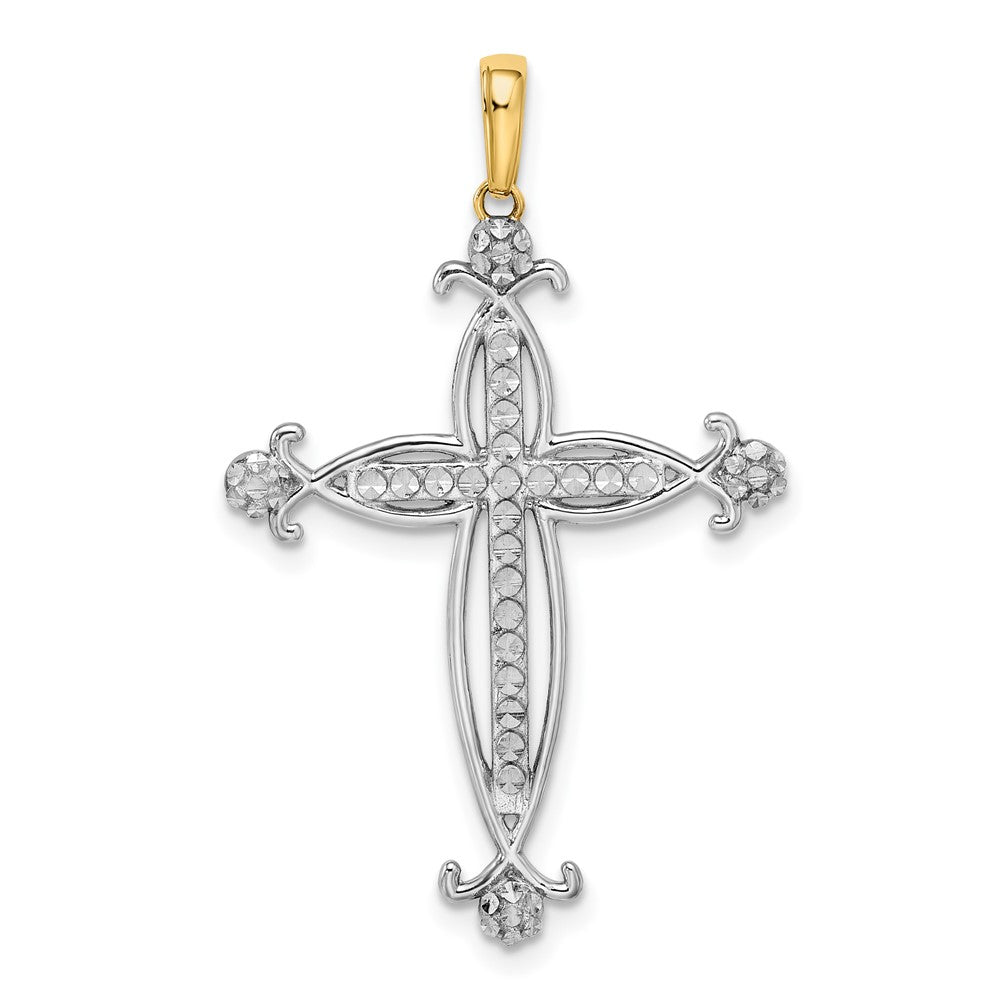 Kreuzanhänger aus 14K Gelb- und Rhodiumgold mit Rhodium, diamantiert