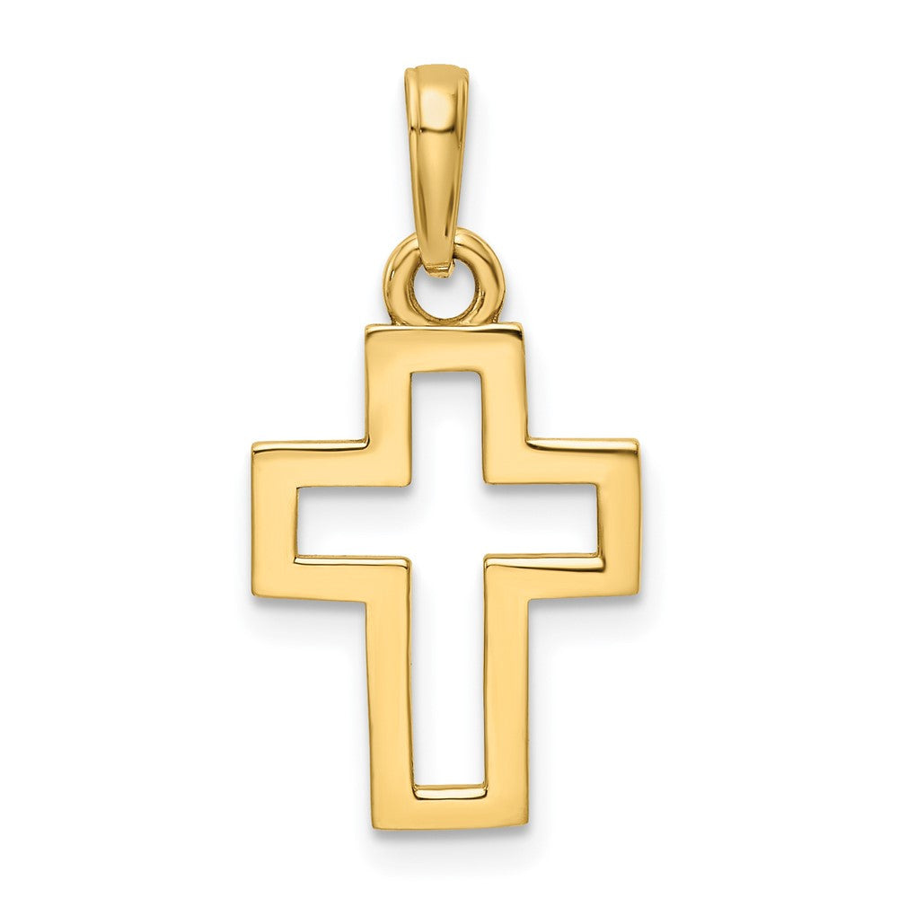 14K Gelb- und Rhodiumgold Kreuzanhänger mit Rhodium, diamantiert