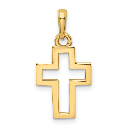 14K Gelb- und Rhodiumgold Kreuzanhänger mit Rhodium, diamantiert