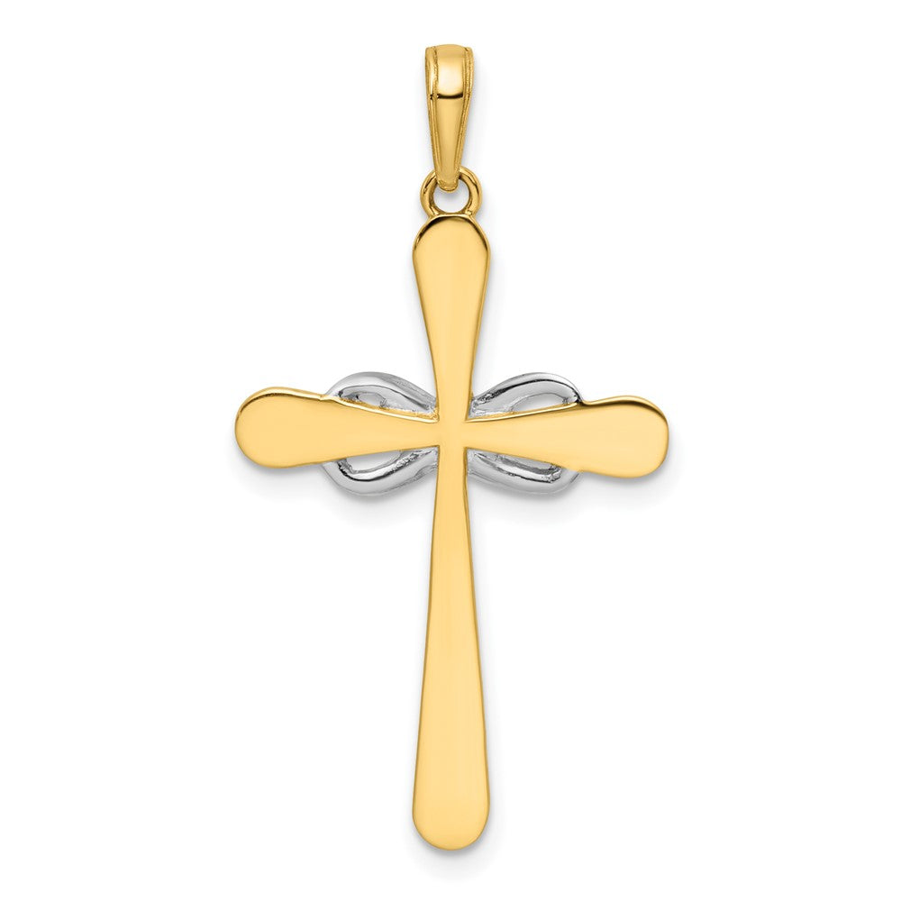 14 Karat Gelb- und Rhodiumgold mit Rhodium diamantierter Kreuz- und Unendlichkeitsanhänger